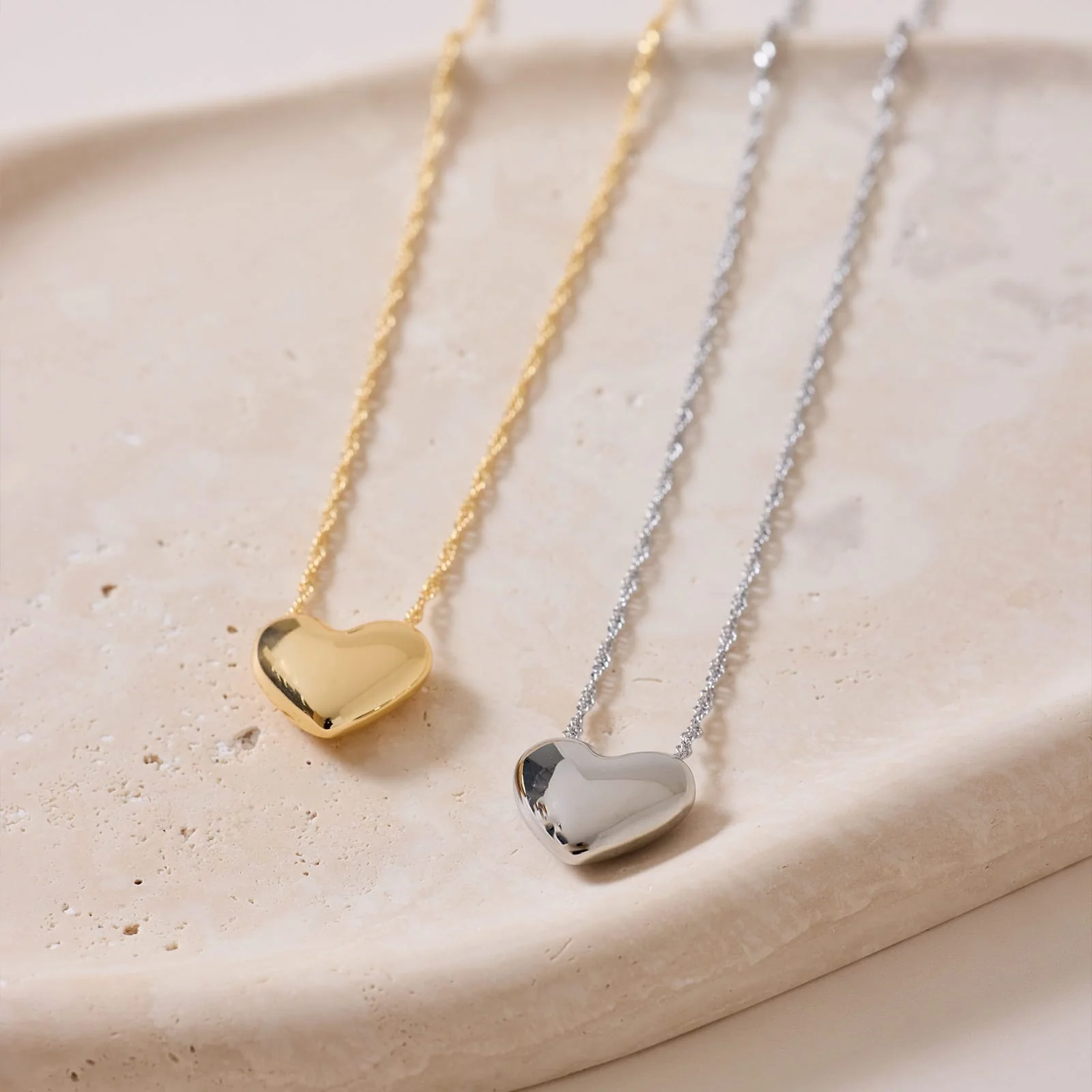 Puffy Heart Bead Pendant Necklace - Image 3