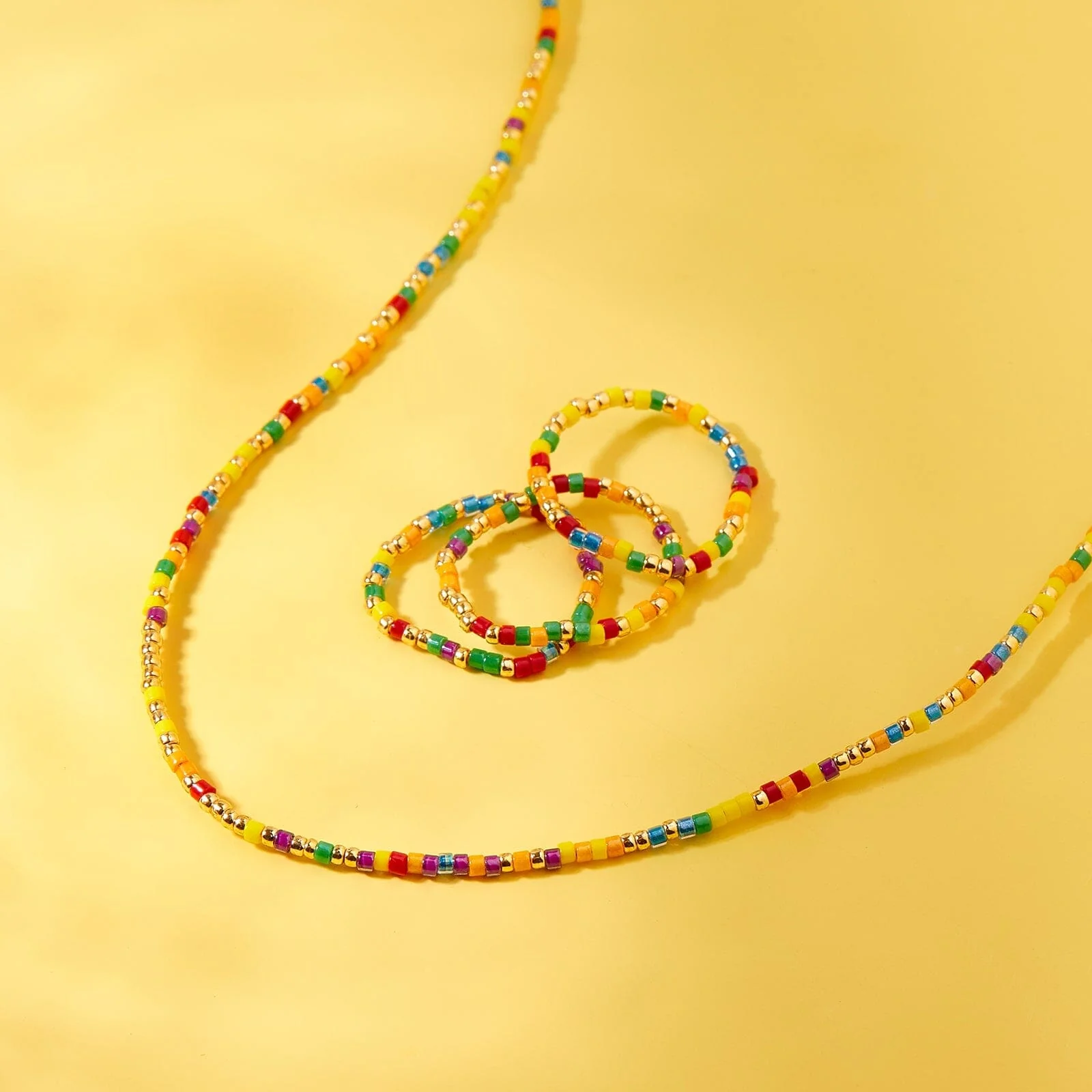 Rainbow Bead Stretch Ring 3 Pack - Image 4