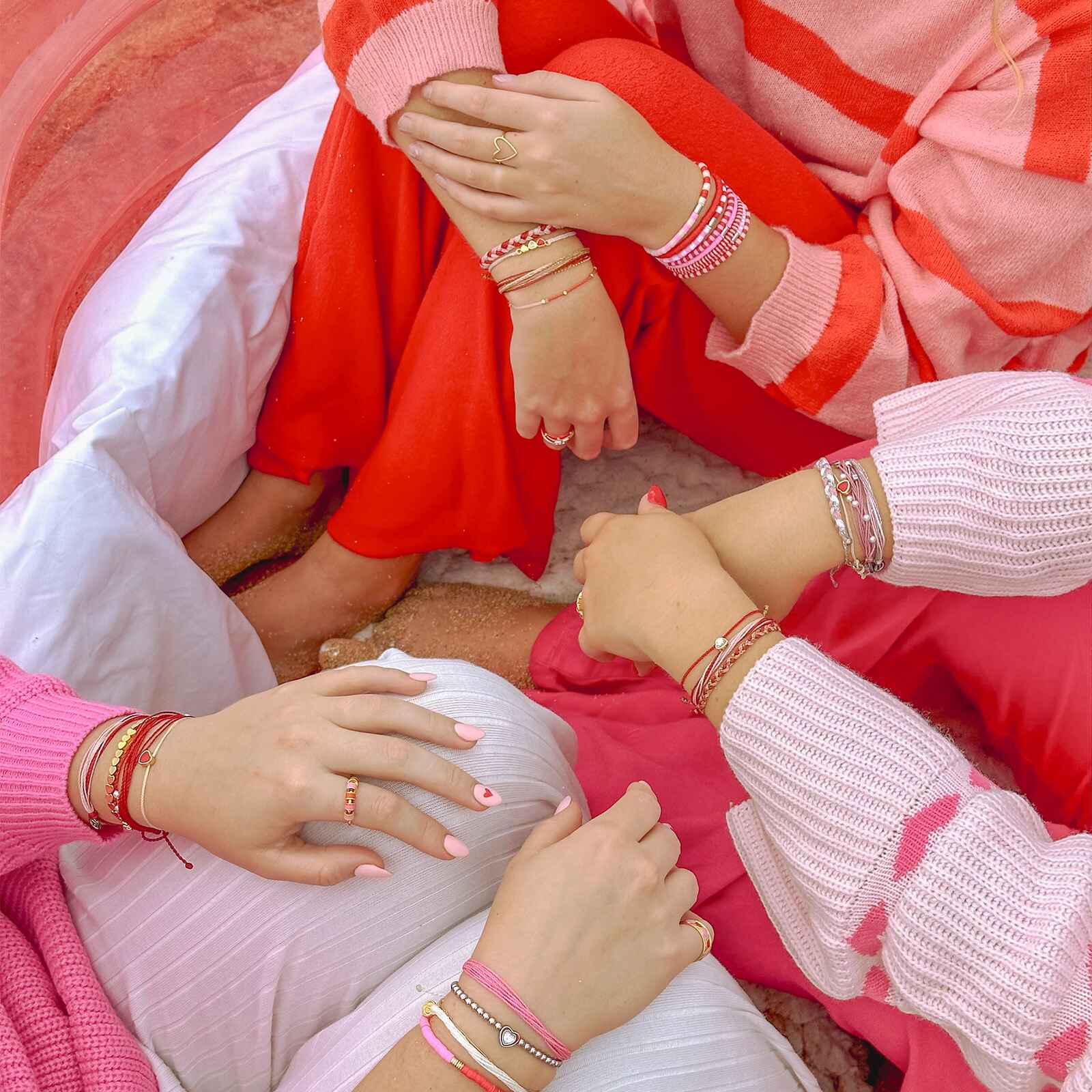 Stone & Enamel Heart Stretch Bracelet - Image 7